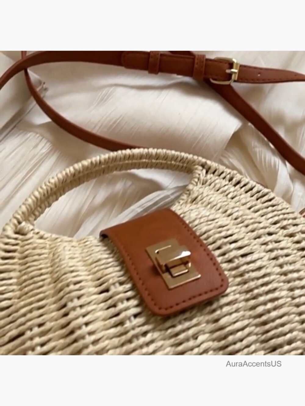 Straw Woven Bag Beach Clutch Purse Crossbody Handbag Tote - Picture 7 of 7